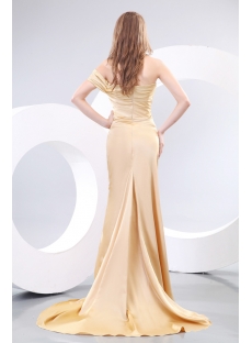 Champagne Classy Evening Dresses with One Shoulder