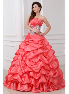 Charming Beaded Strapless Pick up Princess Quinceanera Gown