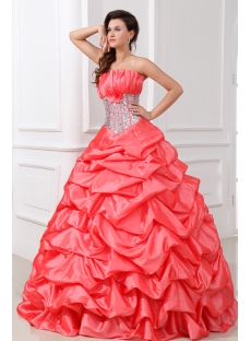 Charming Beaded Strapless Pick up Princess Quinceanera Gown