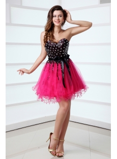 Charming Sequined Black and Hot Pink Sweet 16 Dress for Guests