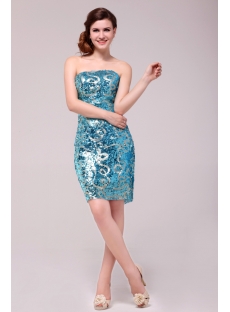 Cheap Brilliant Blue & Silver Sequined Plus Size Prom Dresses