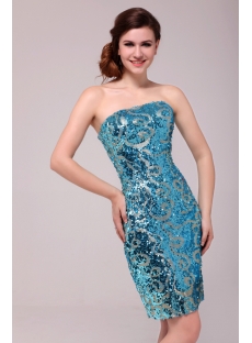 Cheap Brilliant Blue & Silver Sequined Plus Size Prom Dresses