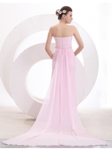 Chic Pink Chiffon Column Long Engage Dress