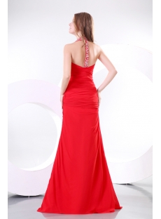 Chic Red Halter A-line Chiffon Evening Gown 2014 with T-Back
