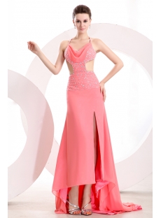 Coral 2014 Summer Sexy Cocktail Dress with Criss-cross