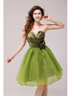Cute Flare Olive Short Cocktail Dress for Girls