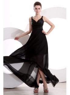 Elegant Black Chiffon Hi-Lo Prom Dresses