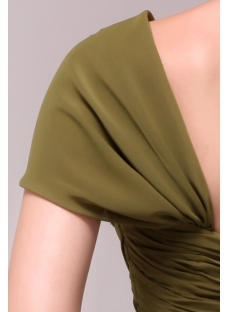 Elegant Olive Green Short Chiffon Prom Dress with Cap Sleeves