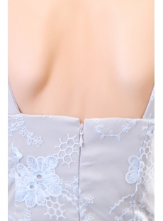 Elegant V-neckline Gray Lace Formal Evening Dress