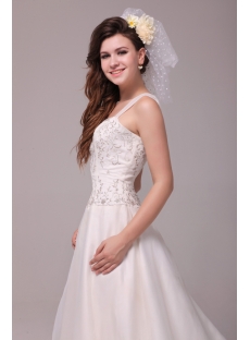 Exquise Straps Embroidered Organza Wedding Dress with Train