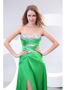 Green Fashion Evening Dresses with Slit