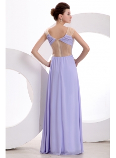 Lavender Sexy Illusion Chiffon Evening Dress with V-neckline