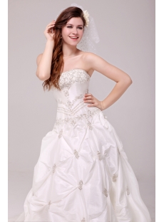 Luxurious Embroidery Pick up Taffeta Wedding Dress 2014 with Corset