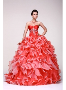 Luxury Colorful Sweetheart Ruffled 2014 Quince Gown Dress with Corset