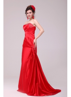 Modern Red A-line Strapless Formal Evening Dress