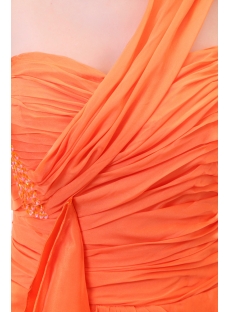 Orange Ladies Long Formal Evening Dress with One Shoulder