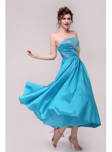 Popular Turquoise Tea Length Homecoming Dress