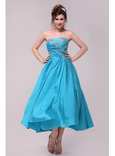 Popular Turquoise Tea Length Homecoming Dress