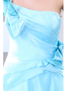 Pretty Blue One Shoulder A-line Evening Dress with Train