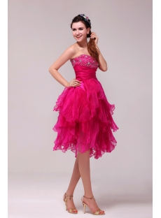 Pretty Hot Pink Knee Length Junior Club Party Dress