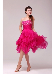 Pretty Hot Pink Knee Length Junior Club Party Dress