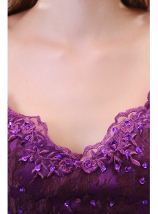 Pretty Purple Cap Sleeves Lace Evening Dresses for Mature Women