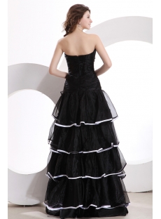 Pretty Strapless Black and White Floor Length Quinceanera Dress