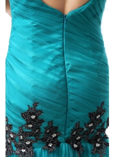Pretty Teal Blue and Black Celebrity Party Dress with V-back