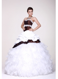 Pretty White and Burgundy Colorful Quince Gown 2014