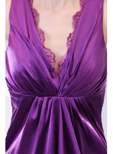 Purple V-neckline Summer Evening Dress with High-low