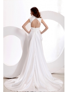 Romantic Feather High-Neckline Wedding Dress with Keyhole