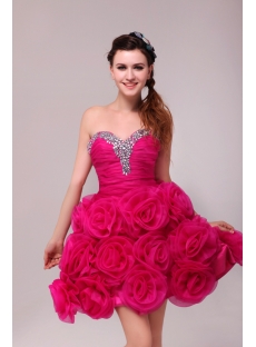 Romantic Hot Pink Short Masquerade Party Dress