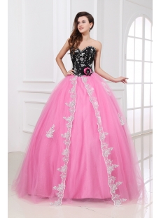 Romantic Pink and Black Sweetheart New Arrival Quinceanera Dress 2014