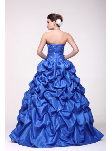 Royal Blue Puffy Pick up 2014 Quinceanera Dress