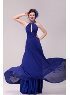 Sexy Royal Blue Halter Evening Dress 2014