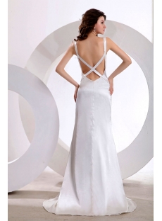Straps Ivory Backless Wedding Dress for Spring