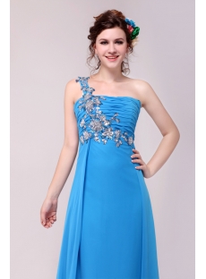 Traditional Blue One Shoulder Plus Size Prom Dresses for 2012