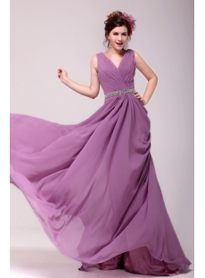 Vintage Lilac Chiffon V-neckline Plus Size Party Dress