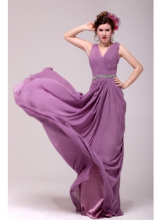 Vintage Lilac Chiffon V-neckline Plus Size Party Dress