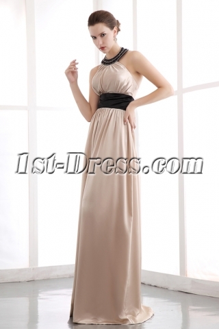 2014 Spring Gorgeous Black Halter Long Satin Homecoming Gown