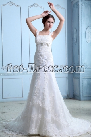 Beautiful Straps Sheath Wedding Dresses 2014 Spring