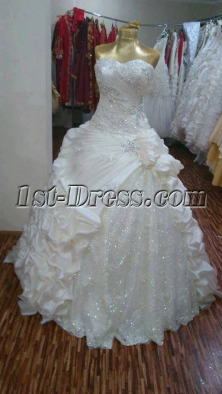 Brilliant Sweetheart Long Pick up Wedding Gown