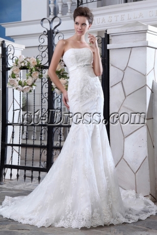 Classical Sheath Lace Celebrity Wedding Dresses