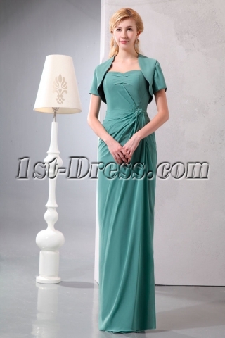 Modest 2 Pieces Sage Chiffon Long Mother of Groom Dress with Short Jacket