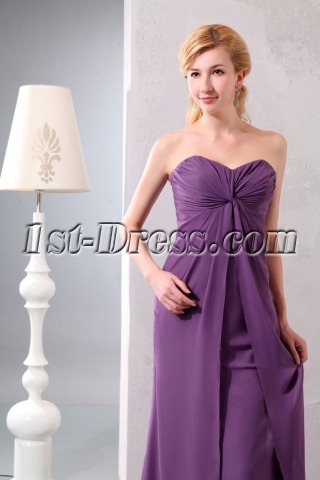 Purple Sweetheart Empire Chiffon Prom Gowns for Plus Size