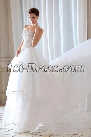 Romantic Beaded Cinderella Basque Bridal Gowns with Chapel Train