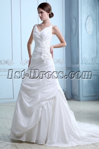 Romantic Pleats Taffeta Sheath Mature Bridal Gowns with Corset