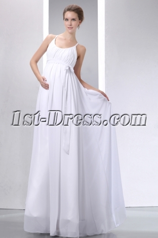 Simple Straps Ivory Chiffon Pregnant Bridal Gown