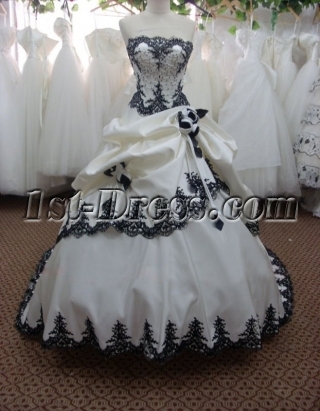 Special Black Beaded Strapless Wedding Dress with Lace up