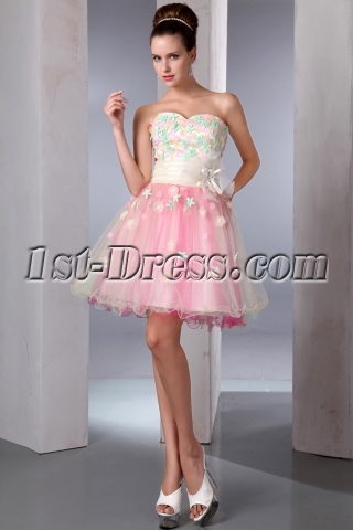 Sweet Colorful Mini Sweet 15 Dress with Flowers